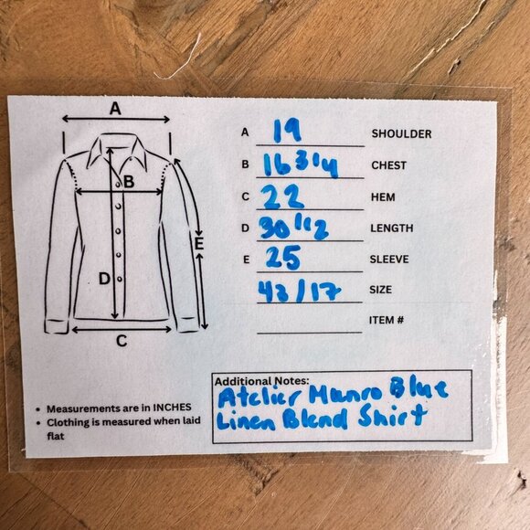 Atelier Munro Linen Blend Long Sleeve Dress Shirt Blue - Picture 7 of 7